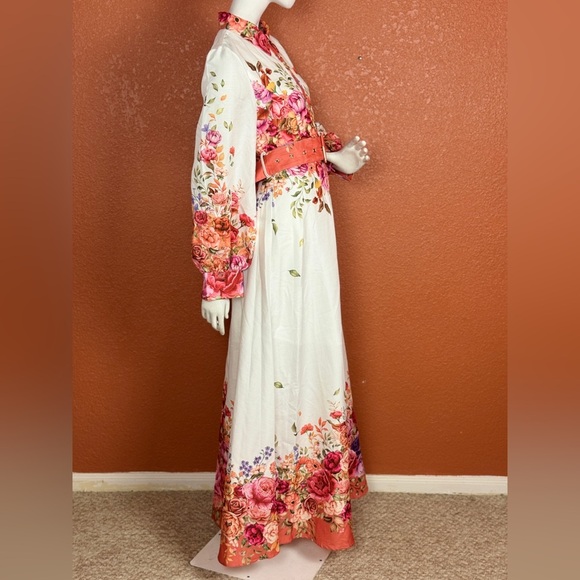 MaiNSTriP Floral Long Sleeve Maxi Dress with Belt Size Large. E88 - Picture 12 of 17